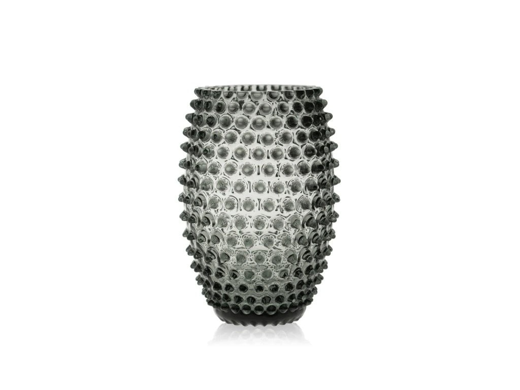 Grey Smoke Hobnail Oval Vase