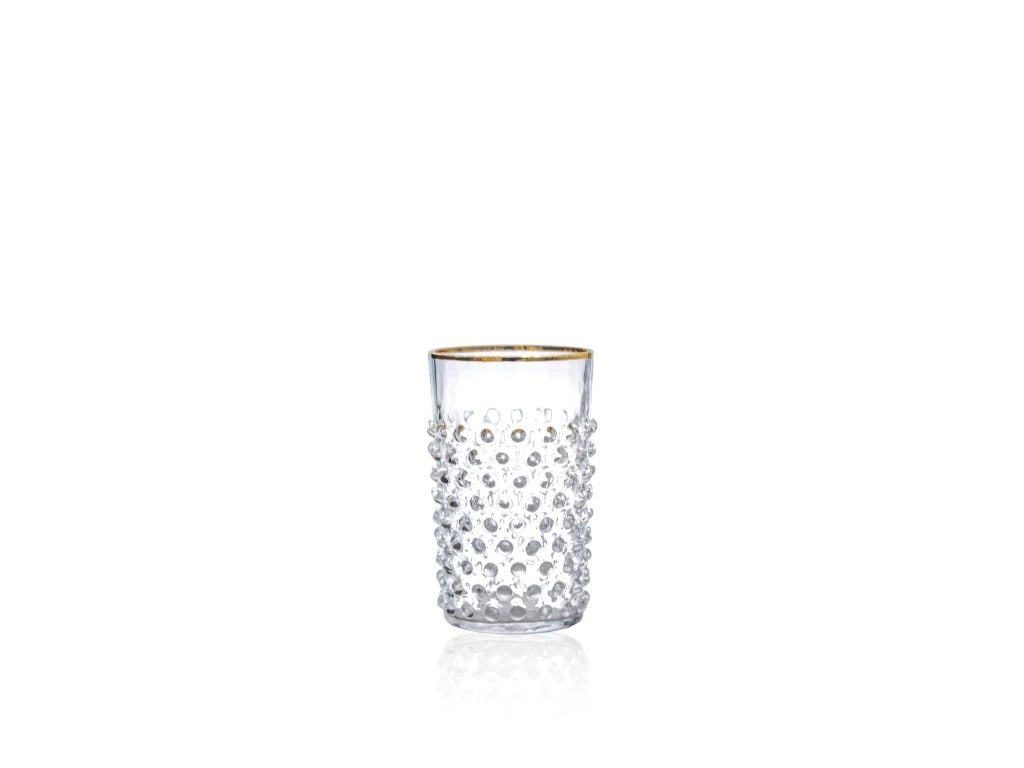 Clear Hobnail Tumbler with Golden Rim