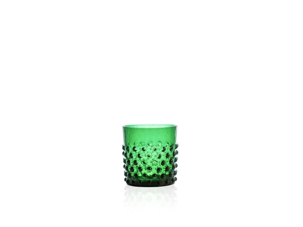 Dark Green Hobnail Whiskey Glass