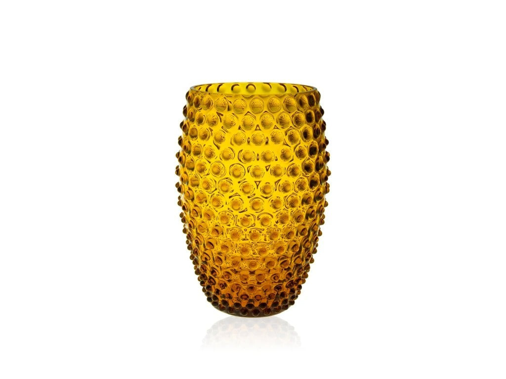 Amber Hobnail Oval Vase