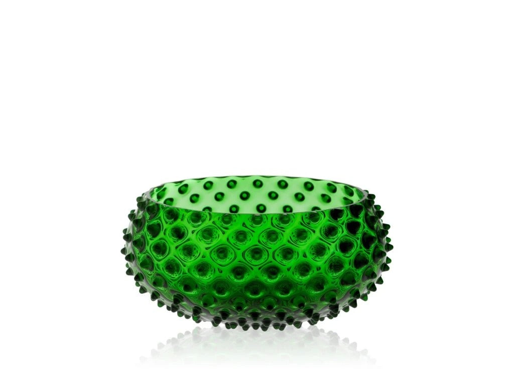 Dark Green Hobnail Large Bowl