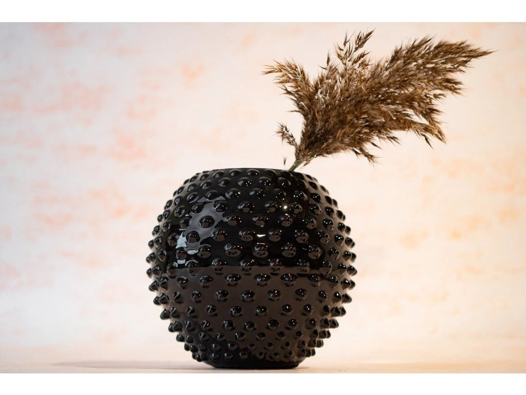 Black Hobnail - Round Vase