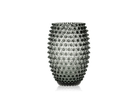 Grey Smoke Hobnail Oval Vase