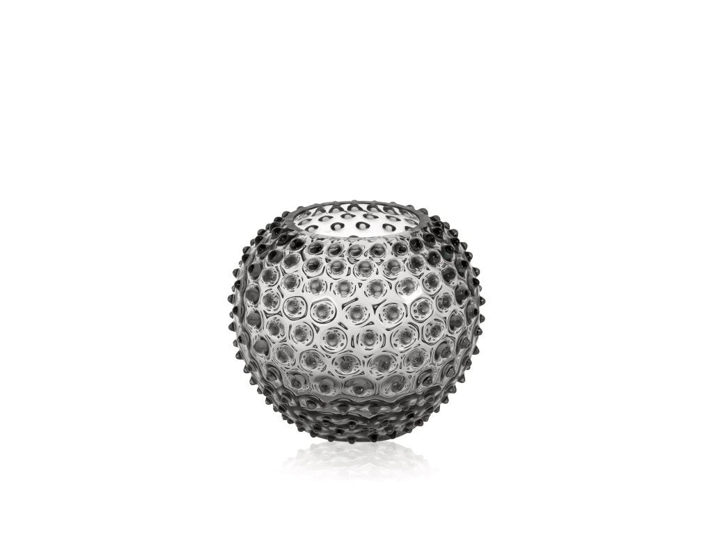 Grey Smoke Hobnail Round Vase