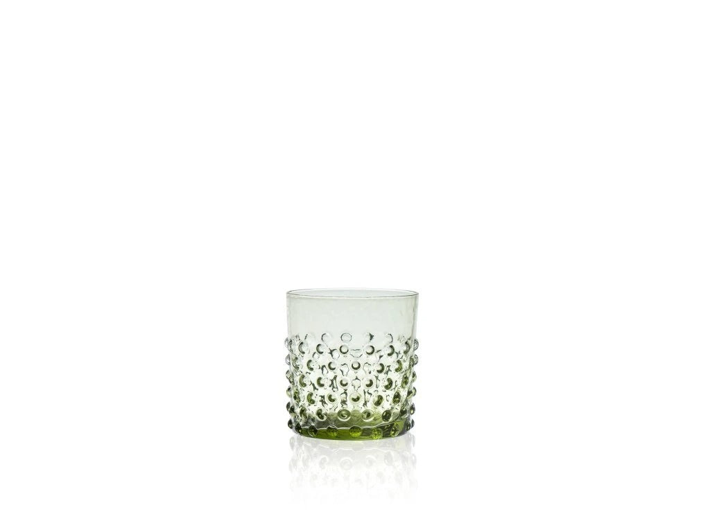Olive Green Hobnail Whiskey Glass