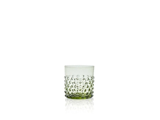 Olive Green Hobnail Whiskey Glass