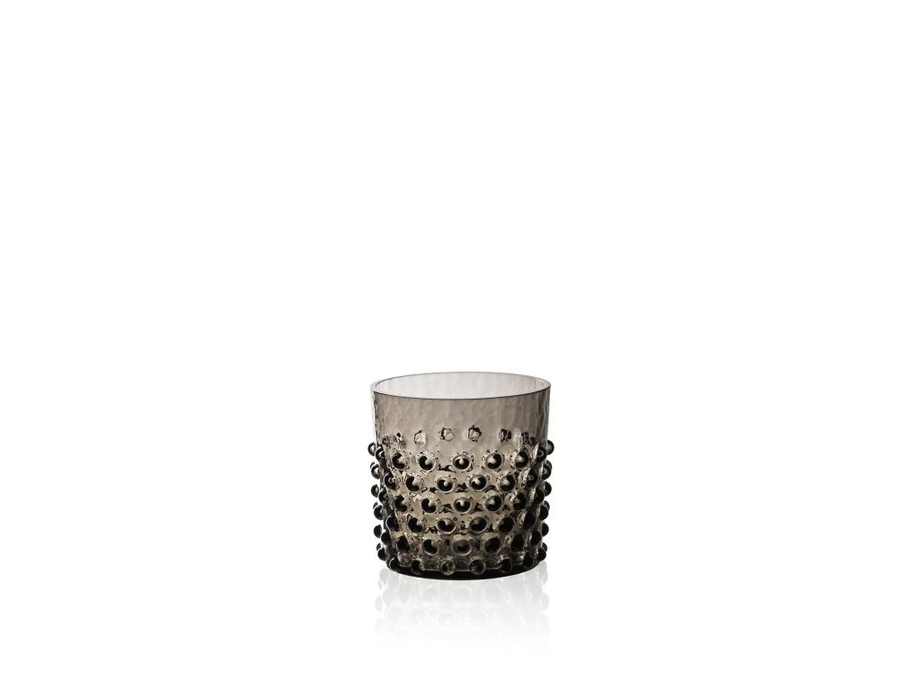 Black Smoke Hobnail Whiskey Glass