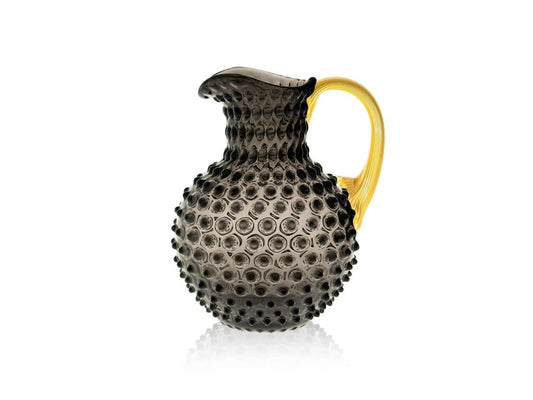 Black Smoke Hobnail Large Jug 2L with Gold Handle