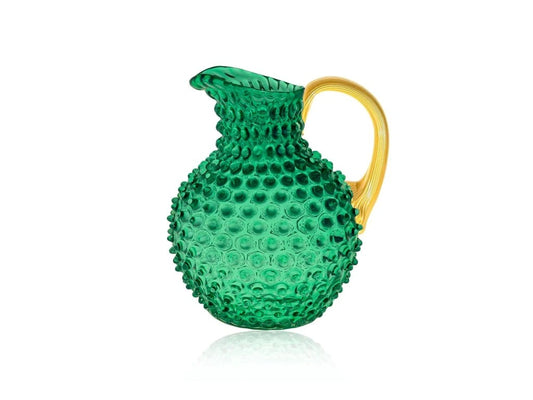 Underlay Dark Green Hobnail Large Jug 2L with Gold Handle