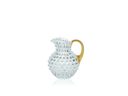 Clear Hobnail Jug with Gold Handle