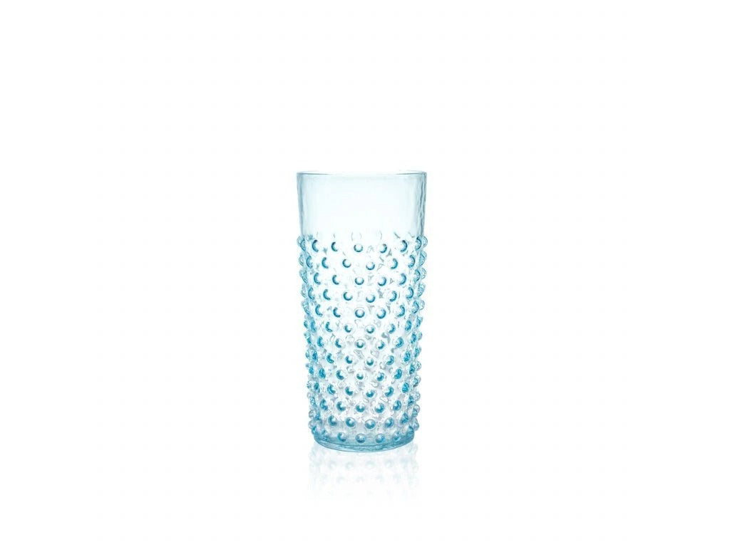 2) Underlay Aquamarine Hobnail Tumblers Large