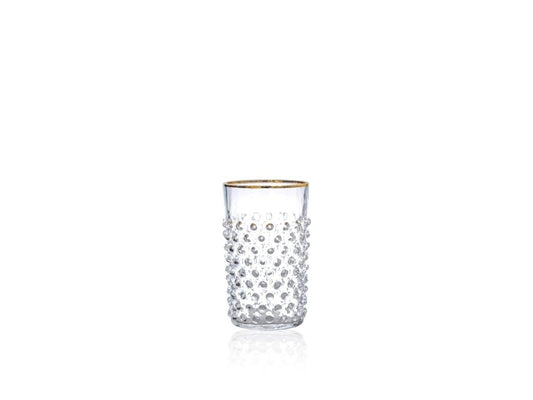 Clear Hobnail Tumbler with Golden Rim