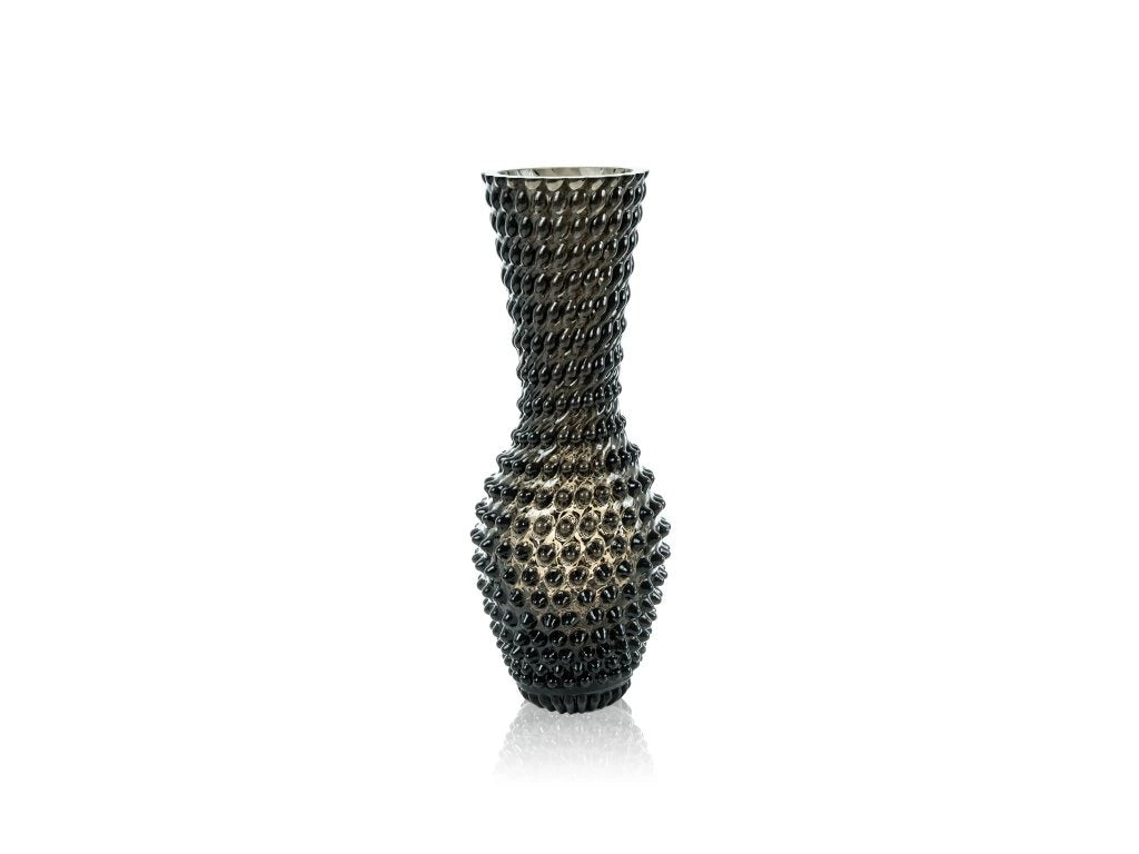 Black Smoke Hobnail Fugu Vase
