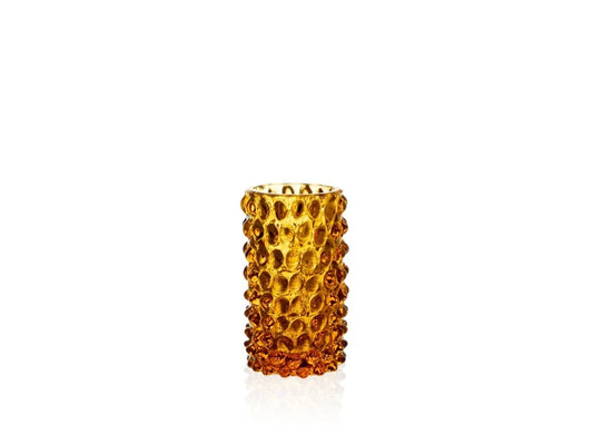 Amber Hobnail Bud Vase