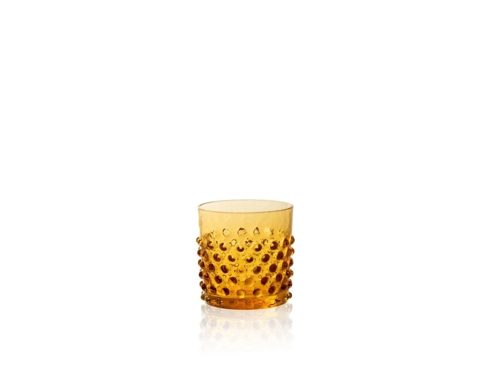 Amber Hobnail Whiskey Glass