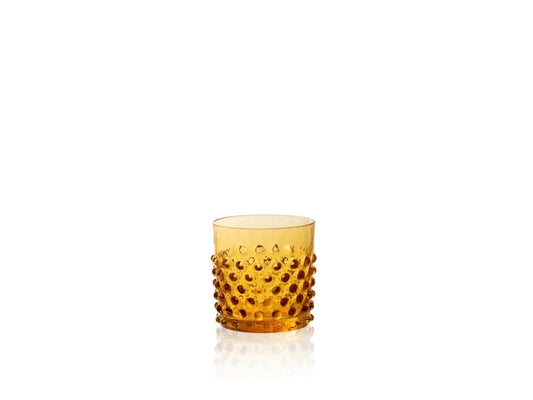 Amber Hobnail Whiskey Glass