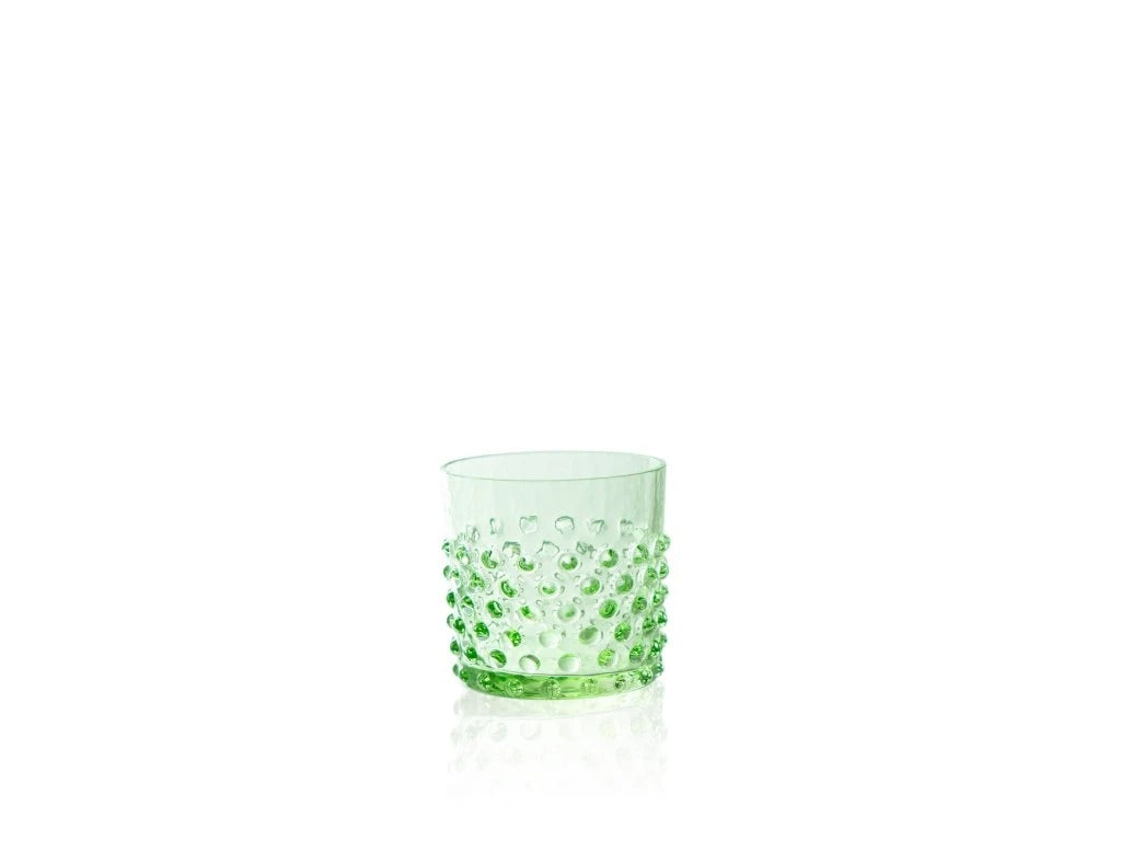 Light Green Hobnail Whiskey Glass