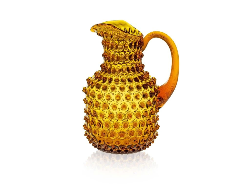 Amber Hobnail Square Jug