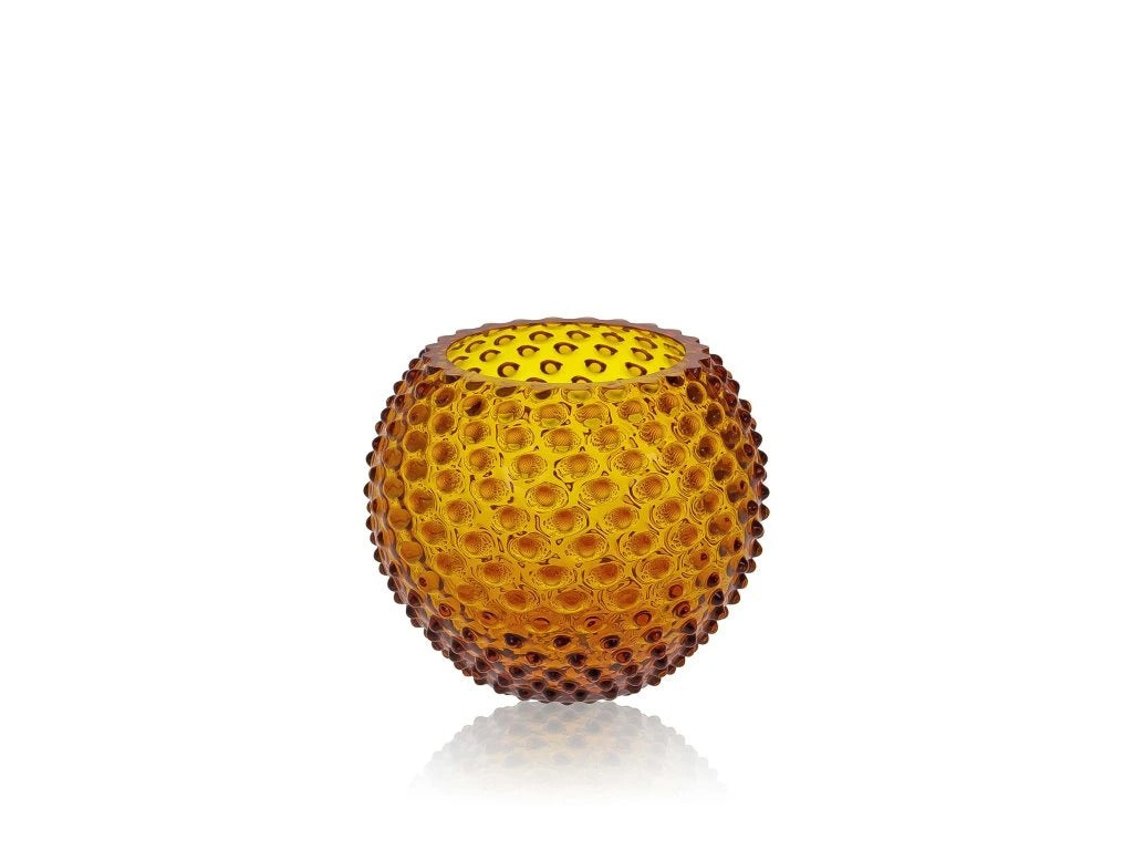 Amber Hobnail Round Vase