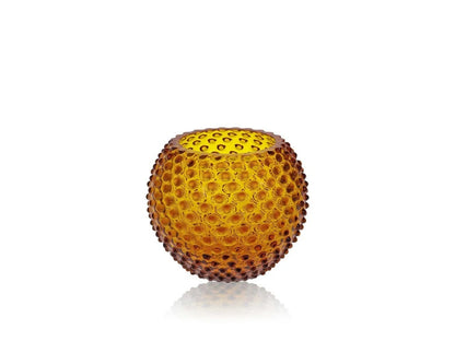 Amber Hobnail Round Vase