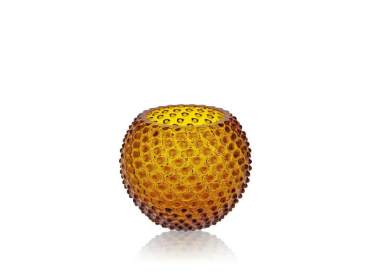 Amber Hobnail Round Vase