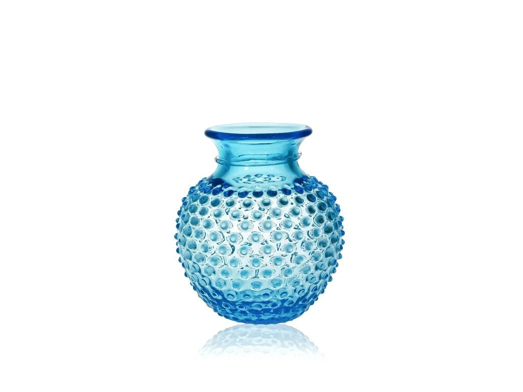 Azure Hobnail Collar Vase