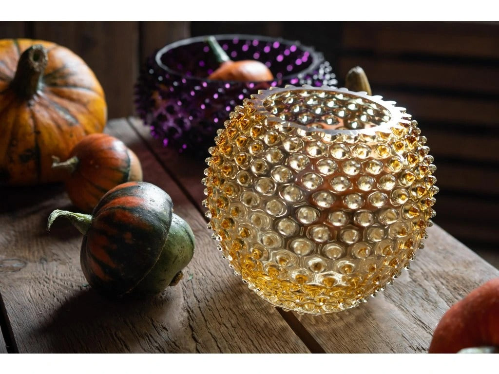 Underlay Amber Hobnail Round Vase