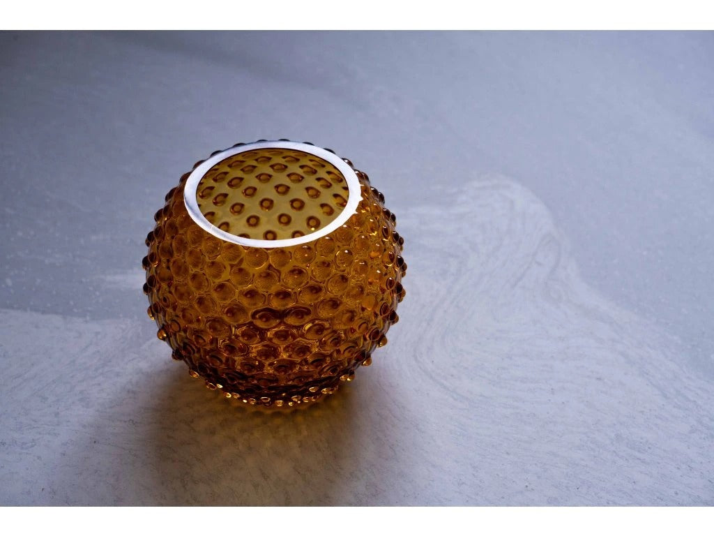 Amber Hobnail Round Vase