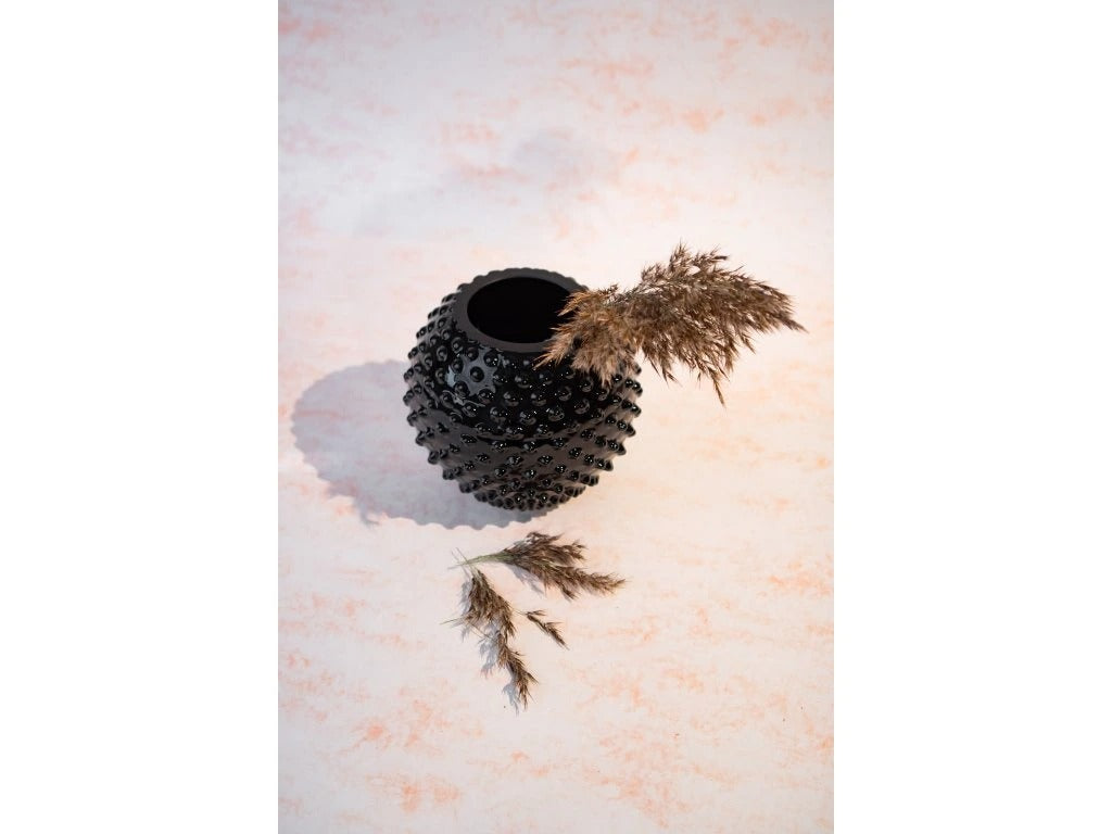 Black Hobnail - Round Vase