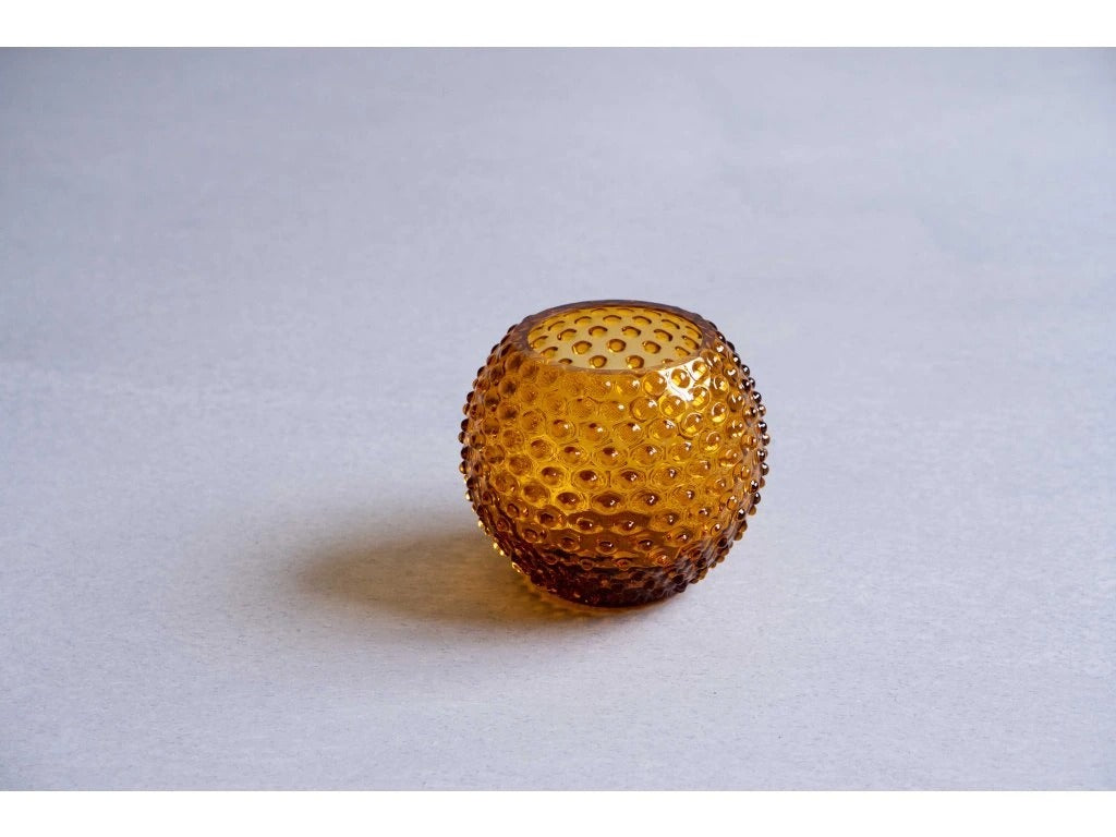 Amber Hobnail Round Vase