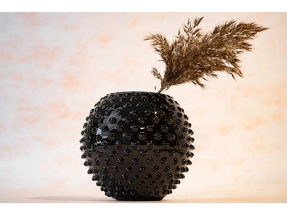 Black Hobnail - Round Vase