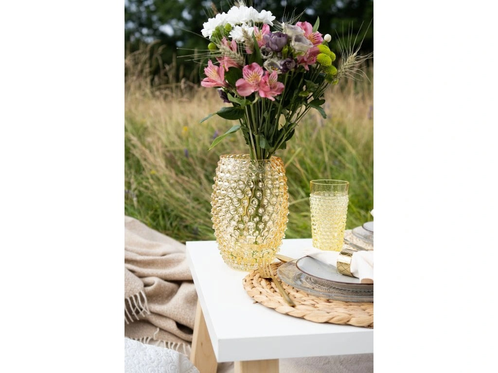 Underlay Amber Hobnail Oval Vase