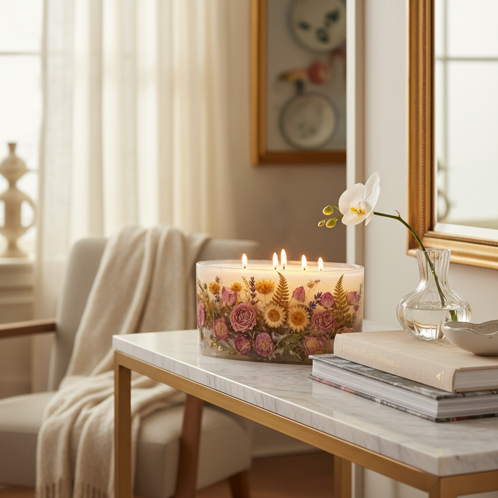 Rosy Rings Large Oval Botanical Candle